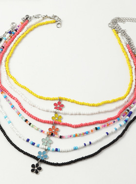 Woven beaded colorful rice beads sweet necklace可爱甜美项链
