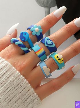 Female multicolor Fashion popular acrylic ring girl gift戒指