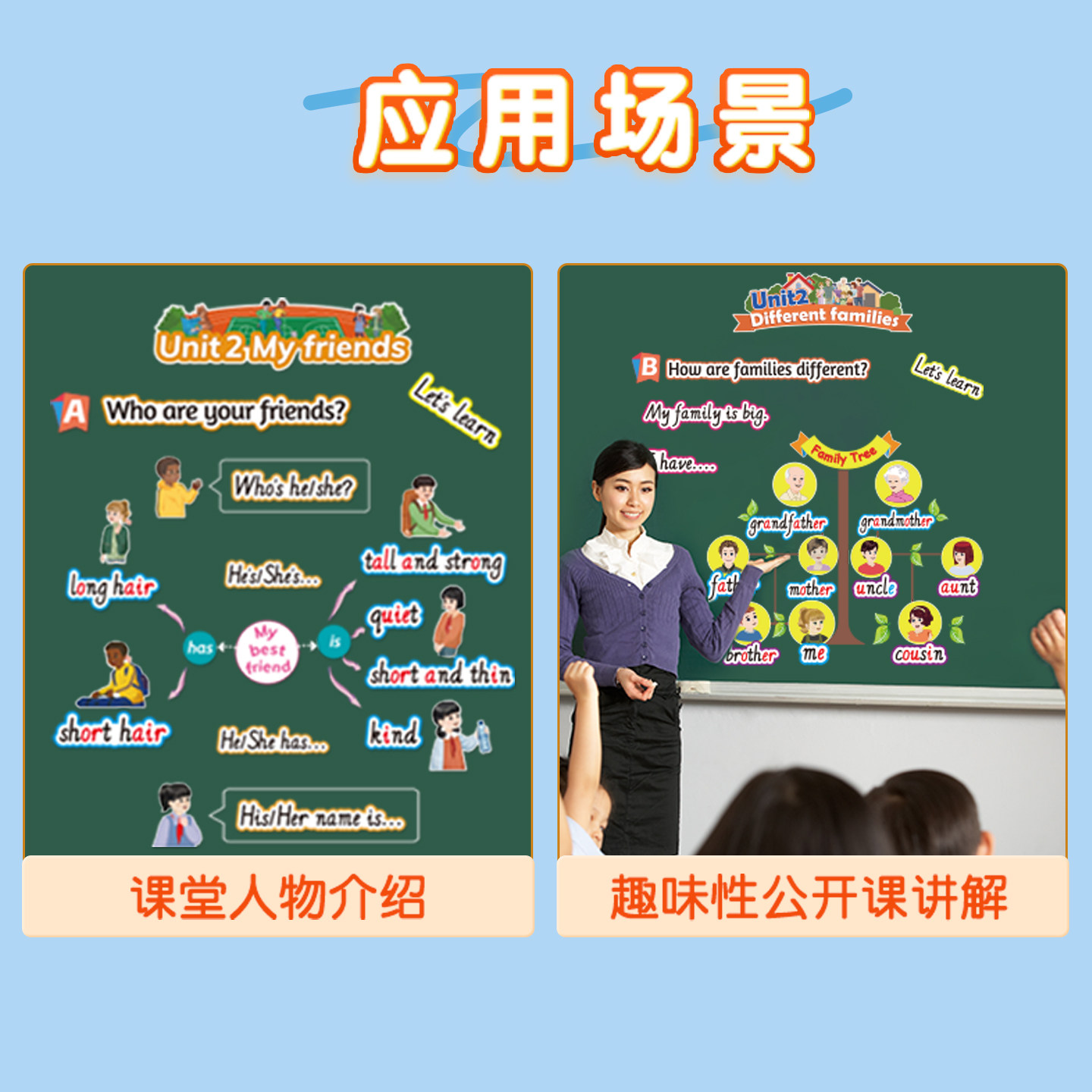 2026新版人教PEP版小学英语课本书本人物角色黑板贴全身卡通人物肖像板书卡片英文教师老师公开课展示用教具,淘宝优惠券,粉丝福利购,淘宝优惠卷