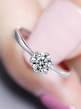 情侣戒指一对男女款活口仿莫桑钻戒指环对戒镀纯银s925高级感设计