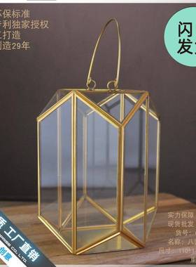 欧蜡式简约铁艺防笼风风灯CSM-H098烛台摆件玻灯璃灯婚庆道具手提