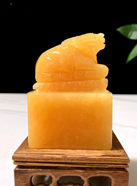 天然玉石牛印章摆件招财旺运办公桌面家居装饰姓名定制刻字生肖牛