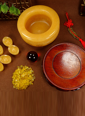 黄玉玉石聚宝盆摆件办公室