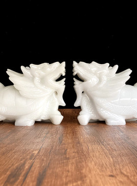 天然白玉龙龟摆件招财玉石纯手工雕刻家居玄关窗台装饰品风水现代