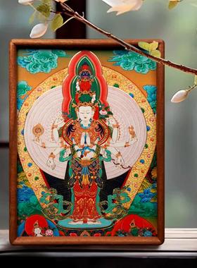 铜艺世家唐卡千手观音画像摆台