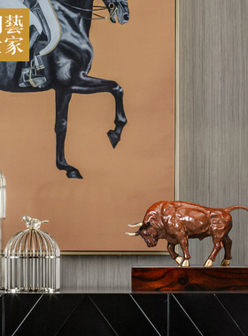铜艺世家铜牛摆件全铜新中式桌面