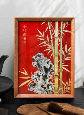 铜艺世家金竹报喜铜雕画摆台