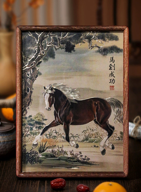 铜艺世家马到成功铜雕画摆台