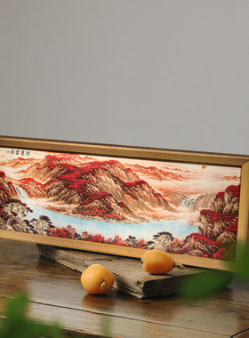 铜艺世家手工錾刻铜雕画鸿运当头山水画靠山图装饰画桌面摆件摆台