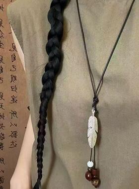 2026年爆款复古新中式山茶花编织项链女配饰可调节长款锁骨链