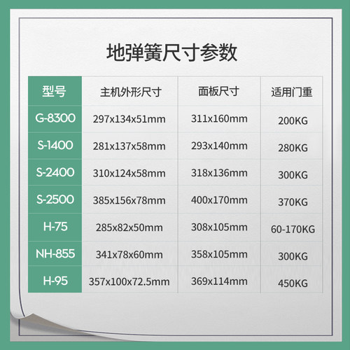 HUANGKONG地弹簧NH855有无框玻璃门360度配件铁门可调力地弹璜 - 图0