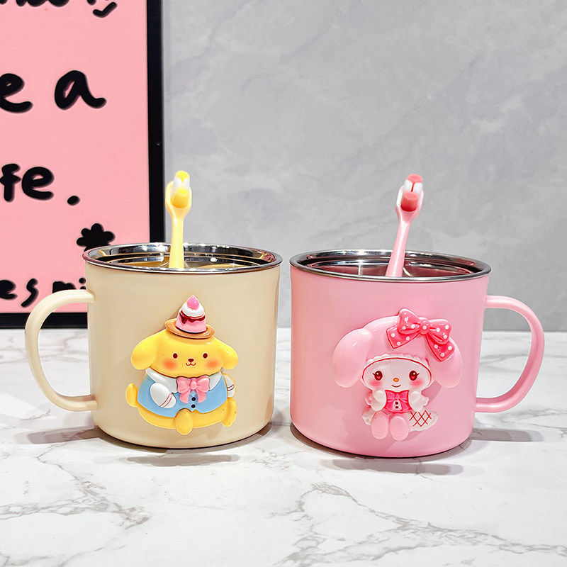 儿童喝水杯子家用304不锈钢马克杯防摔可爱卡通学生宿舍漱口杯子,淘宝优惠券,粉丝福利购,淘宝优惠卷