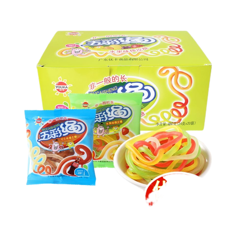 五彩绳软糖糖果趣味橡皮糖24g8090零食水果彩虹童年怀旧即食,淘宝优惠券,粉丝福利购,淘宝优惠卷