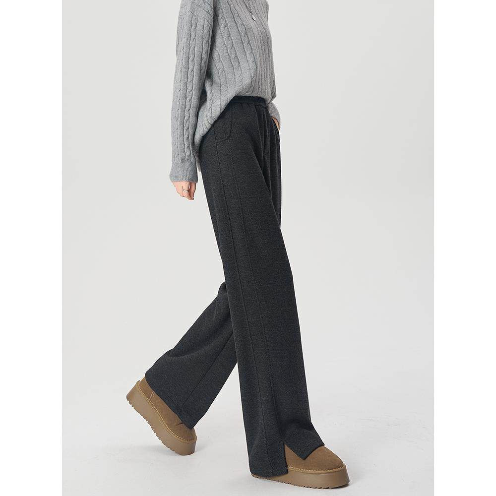 醋酸阔腿裤女秋冬季2025新款加绒直筒窄版垂感毛呢裤子大码小个子,淘宝优惠券,粉丝福利购,淘宝优惠卷