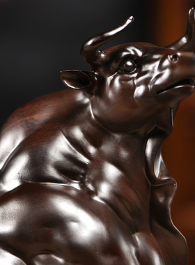 牛客厅摆件生肖花梨家居开业木雕