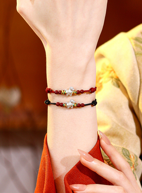 马年招财纳福s999纯银红手绳手串