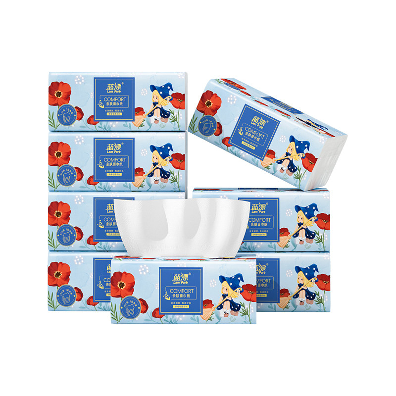 蓝漂大包350张四边压花大尺寸加厚厚韧不分层实惠装面巾纸家用纸