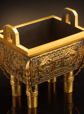 摆件办公室铜鼎黄铜中式