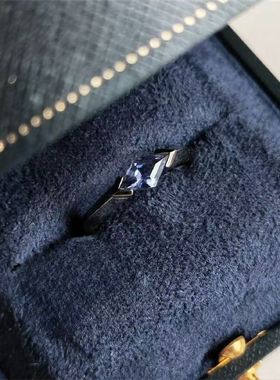 极简异形蓝锆黑金色戒指原创小众设计高级感男士食指环生日礼物