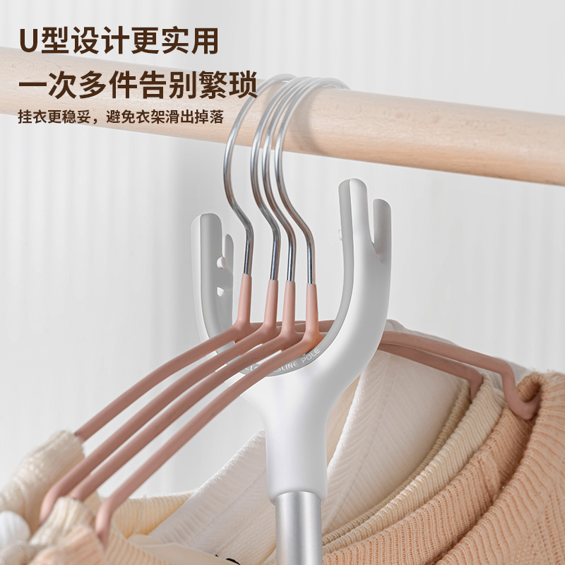 艾仕可晾衣杆叉丫撑衣杆家用可伸缩晒衣服架杆子宿舍不锈钢晾取叉 - 图3