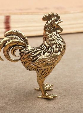 创意黄铜生肖鸡大公鸡摆件朝阳公鸡小母鸡家居客厅桌面茶宠装饰品