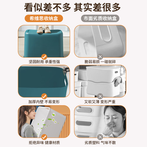 收纳盒桌面零食玩具长方形整理篮塑料筐置储物盒子收纳箱带盖衣物 - 图0