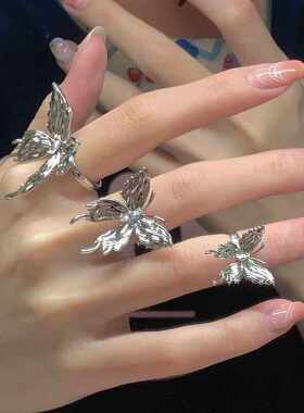 蝴蝶戒指女小众设计学生