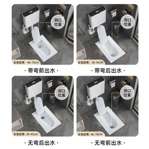 带盖板蹲便器一体形蹲厕蹲坑式便池家用大便盆水箱防臭马桶洗手盆 - 图0