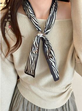 腰果花波点丝巾项链女秋冬复古高级感系脖配饰日常百搭毛衣链颈饰
