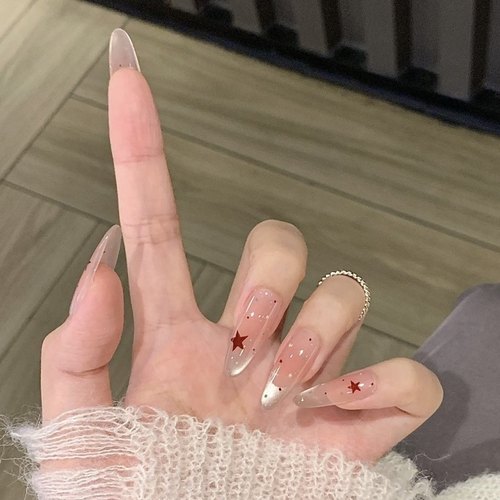 新年美甲穿戴甲猫眼少女纯欲风甲片法式蝴蝶简约星星黑皮甲油胶 - 图0