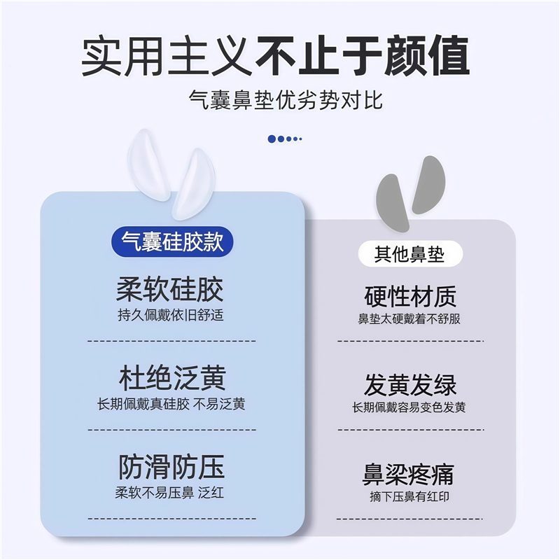 气囊眼镜鼻托硅胶超软空气防压痕防滑鼻梁支架拖眼睛鼻子配件鼻垫,淘宝优惠券,粉丝福利购,淘宝优惠卷