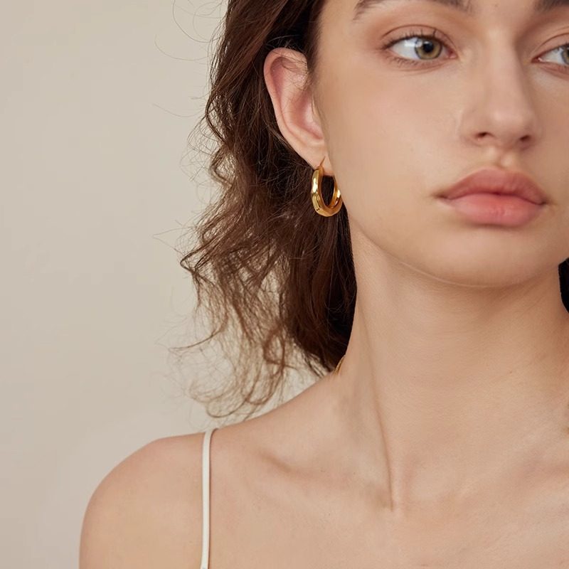 【明星同款】潺流耳圈小众法式女银色素圈耳环耳钉时尚设计耳饰,淘宝优惠券,粉丝福利购,淘宝优惠卷