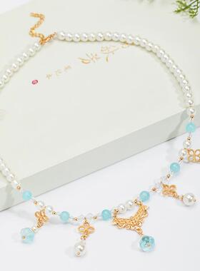 手工现货汉服配饰软璎珞日常森系唯美珍珠项链古风饰品TB12.9琉璃
