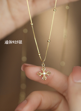 S925纯银新中式金刚杵锁骨链