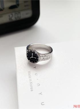 女款网红配饰指环简约小众ins风闺蜜手表形状戒指复古潮人