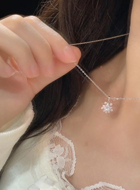 S999足银星星雪花锁骨链送女友