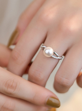 韩国简约轻奢珍珠戒指简约气质百