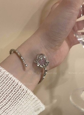 冰川熔岩~紫玫瑰金属手镯女生