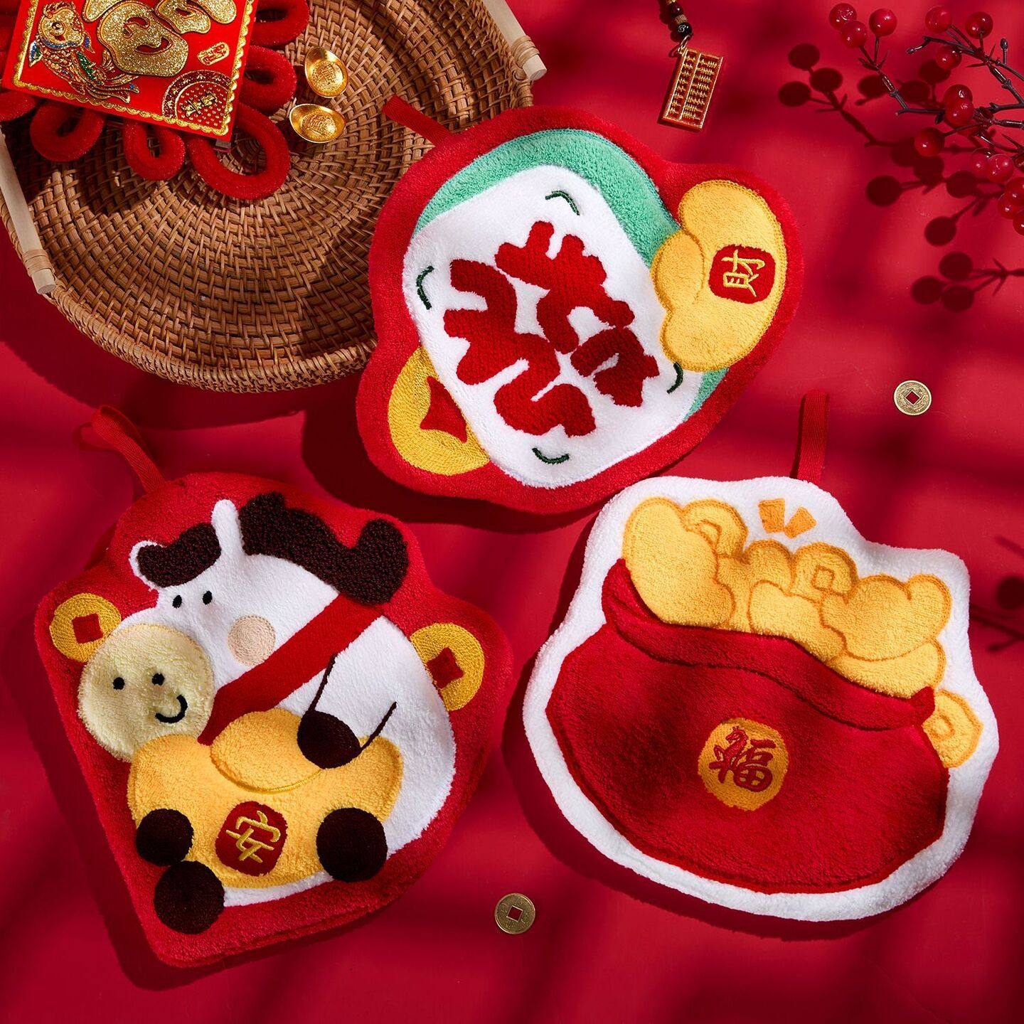 新年小马挂式擦手巾卫生间可爱吸水毛巾加厚厨房手帕卡通抹布,淘宝优惠券,粉丝福利购,淘宝优惠卷