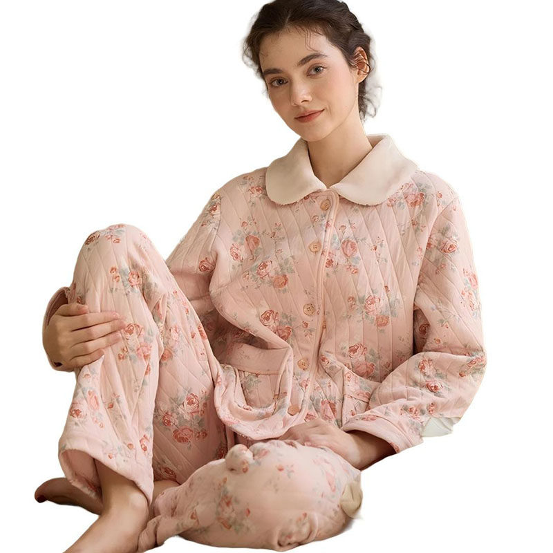 浪莎睡衣女秋冬季夹棉长袖空气棉夹层厚款毛绒韩式家居服两件套装,淘宝优惠券,粉丝福利购,淘宝优惠卷
