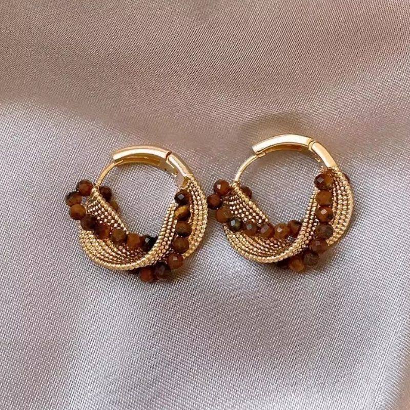 茶色锆石U型圈圈耳扣耳环女秋冬耳钉高级感耳饰巨好看的耳圈气质,淘宝优惠券,粉丝福利购,淘宝优惠卷