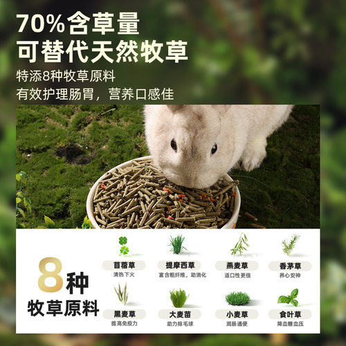 全价兔粮幼成年兔子饲料食物荷兰猪豚鼠高纤维干草磨牙零食专用品 - 图0