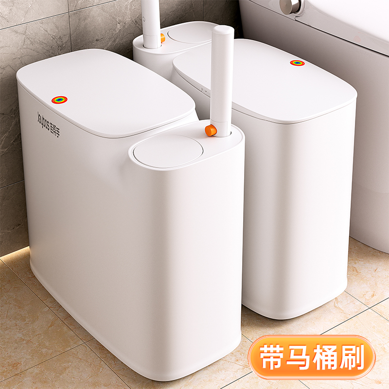 日本进口垃圾桶厕所卫生间马桶刷2024新款一体家用纸桶带盖轻奢 - 图0