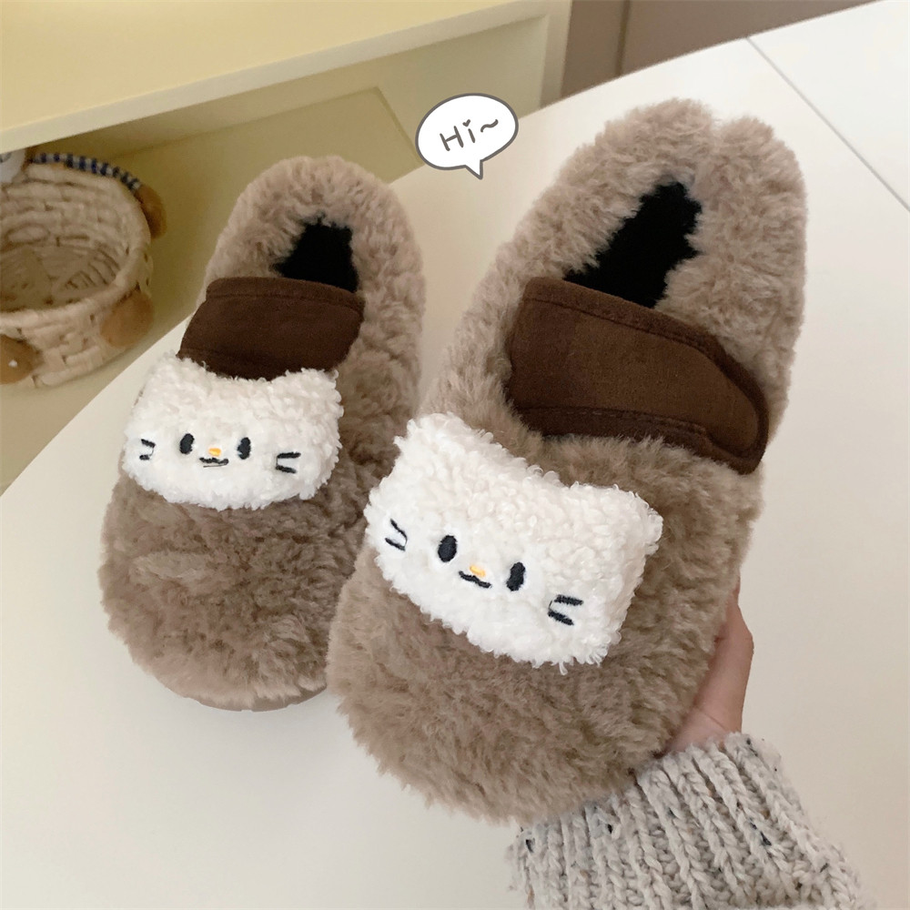 细细条保暖冬季外穿可爱小猫咪豆豆鞋女百搭休闲毛毛单鞋防滑平底,淘宝优惠券,粉丝福利购,淘宝优惠卷
