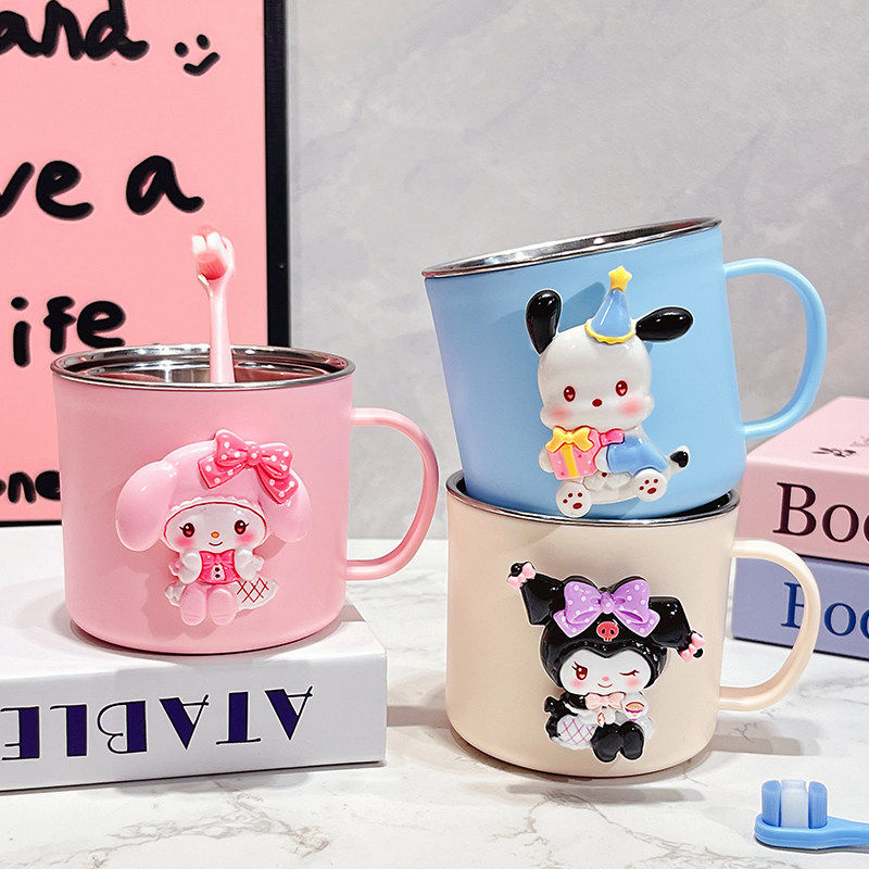 儿童喝水杯子家用304不锈钢马克杯防摔可爱卡通学生宿舍漱口杯子,淘宝优惠券,粉丝福利购,淘宝优惠卷