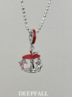 【平安顺遂】圣诞节浪漫红苹果吊坠锁骨链DIY复古配饰颈链毛衣链
