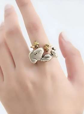 史努比&小鸟戒指可爱百搭简约卡通高颜值小众个性设计指环礼物
