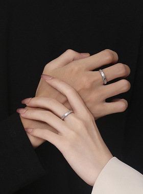 情侣999足银小王子与玫瑰花戒指