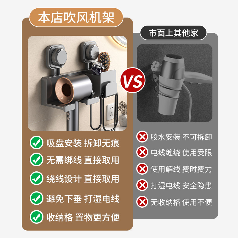 吸盘吹风机置物架壁挂式免打孔电吹风支架浴室吹风筒挂架收纳神器,淘宝优惠券,粉丝福利购,淘宝优惠卷
