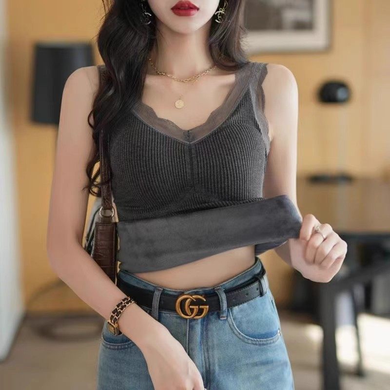 保暖内衣加绒背心女带胸垫可拆卸2024新款冬季厚免穿文胸无痕打底,淘宝优惠券,粉丝福利购,淘宝优惠卷